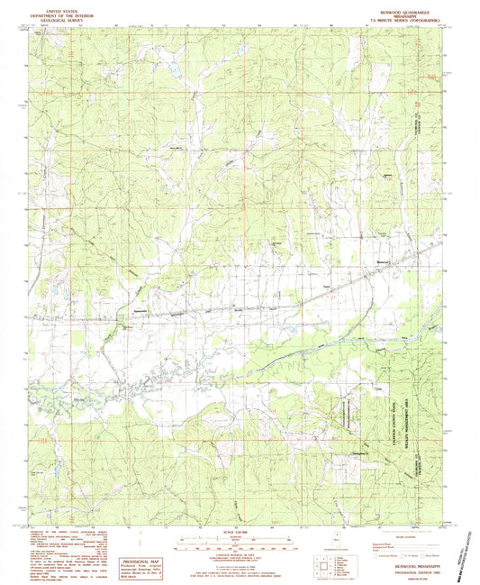 Classic USGS Benwood Mississippi 7.5'x7.5' Topo Map Image