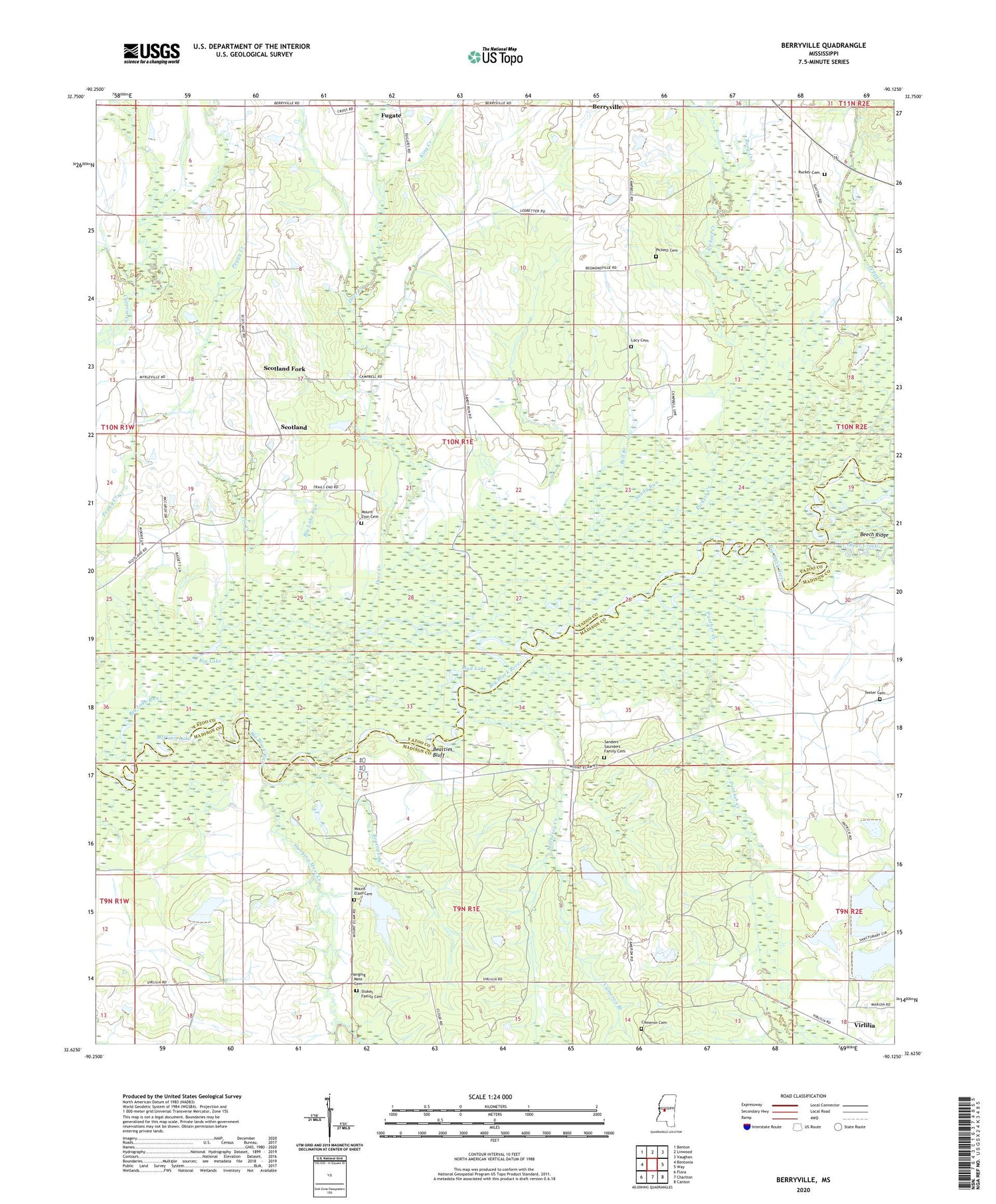 Berryville Mississippi US Topo Map Image