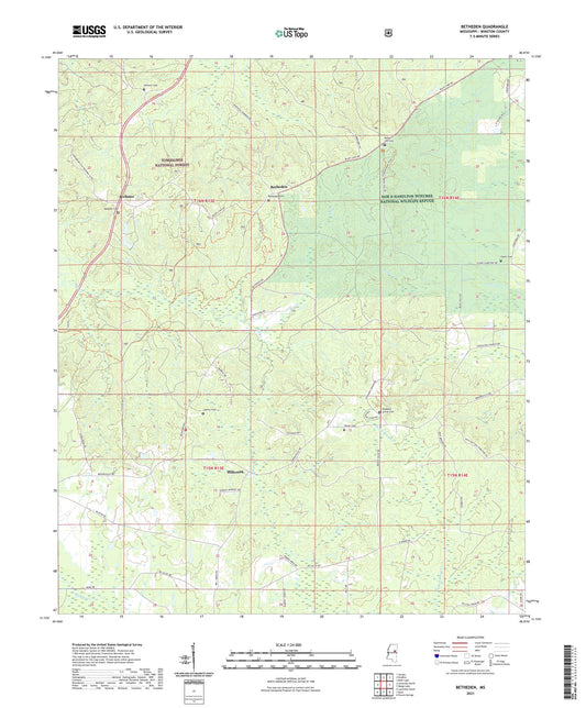 Betheden Mississippi US Topo Map Image