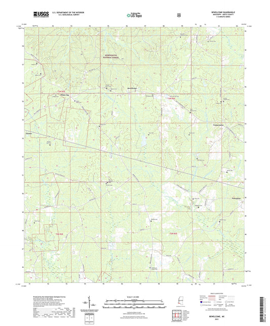Bewelcome Mississippi US Topo Map Image