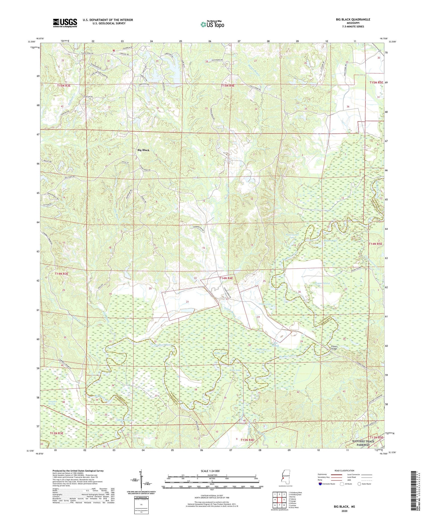 Big Black Mississippi US Topo Map Image