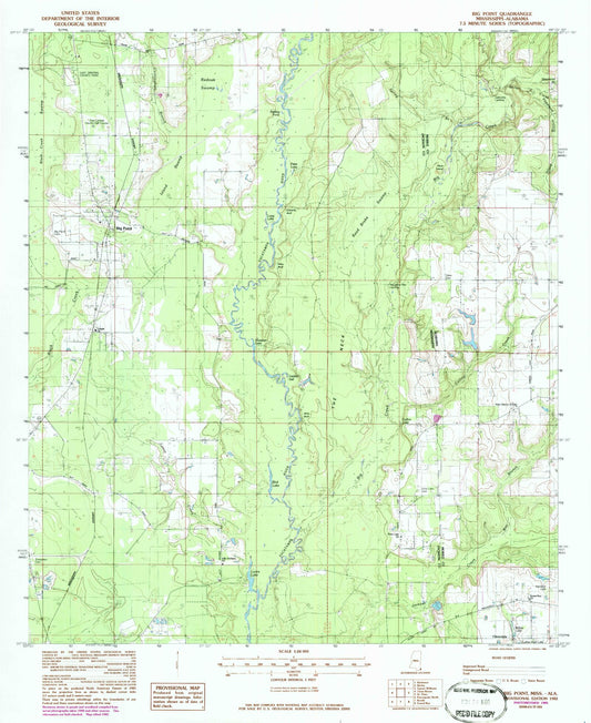 Classic USGS Big Point Mississippi 7.5'x7.5' Topo Map Image