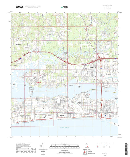 Biloxi Mississippi US Topo Map Image