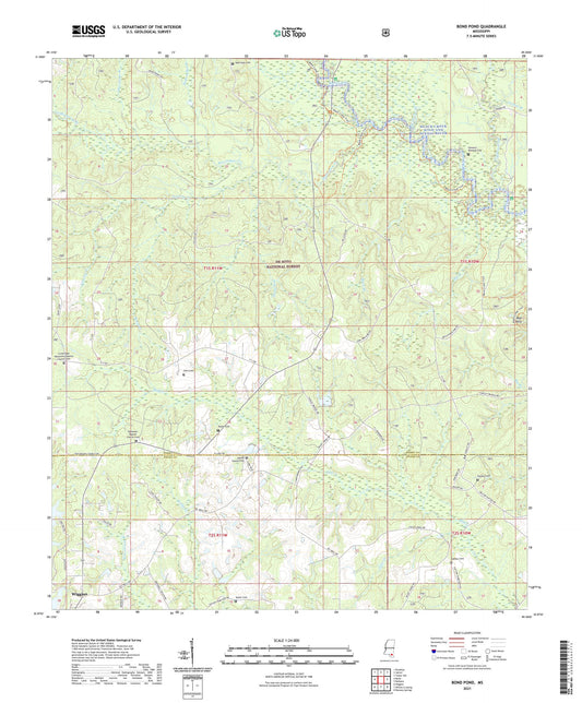 Bond Pond Mississippi US Topo Map Image