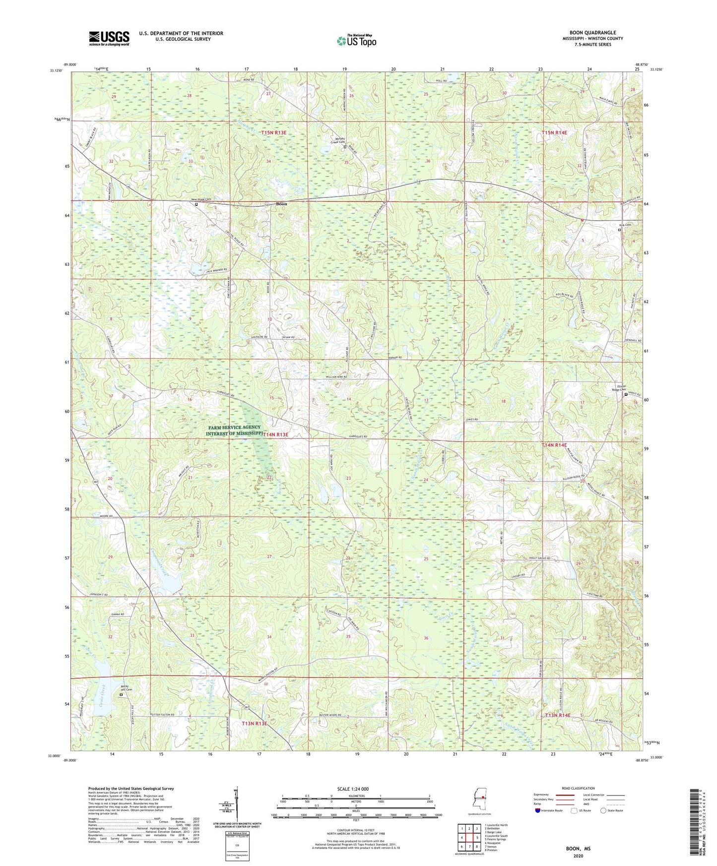 Boon Mississippi US Topo Map Image