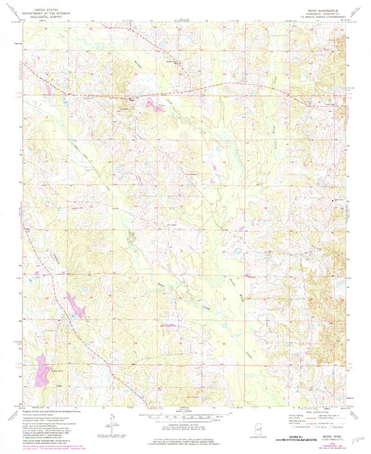 Classic USGS Boon Mississippi 7.5'x7.5' Topo Map Image