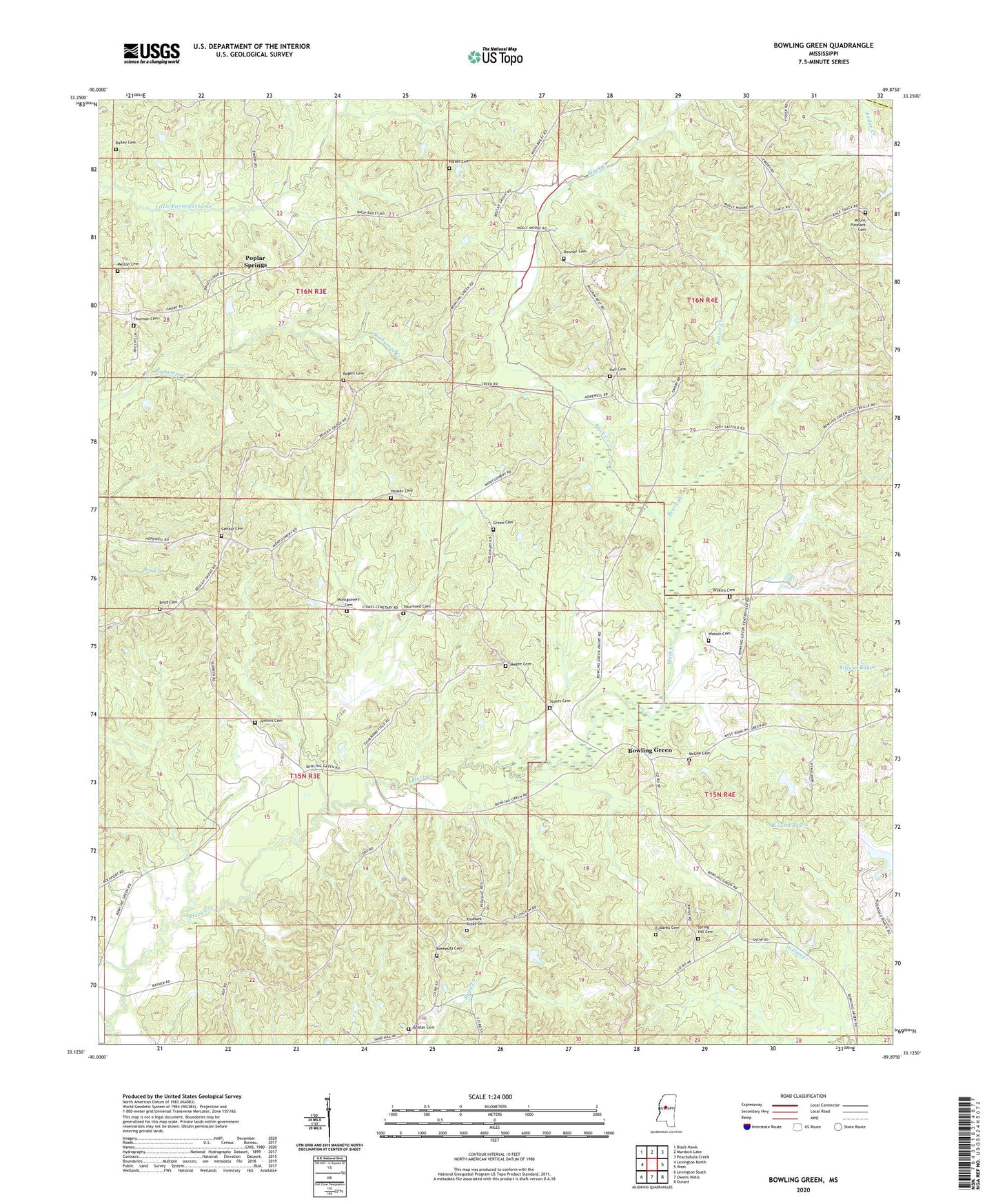 Bowling Green Mississippi US Topo Map Image
