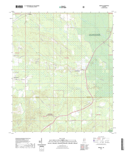 Bradley Mississippi US Topo Map Image
