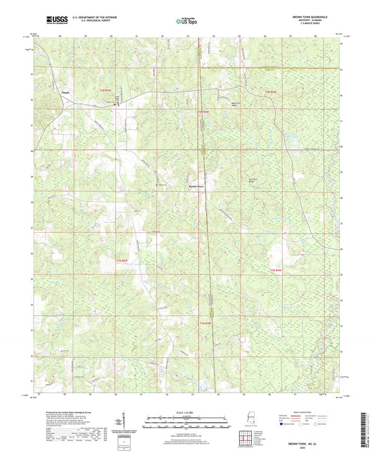 Brown Town Mississippi US Topo Map Image