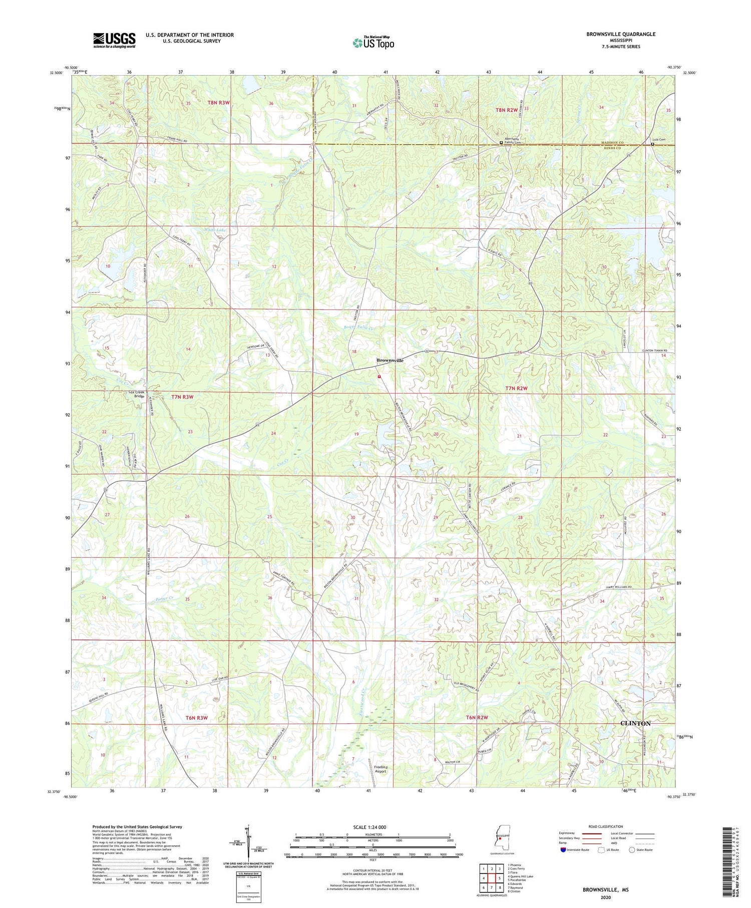 Brownsville Mississippi US Topo Map Image