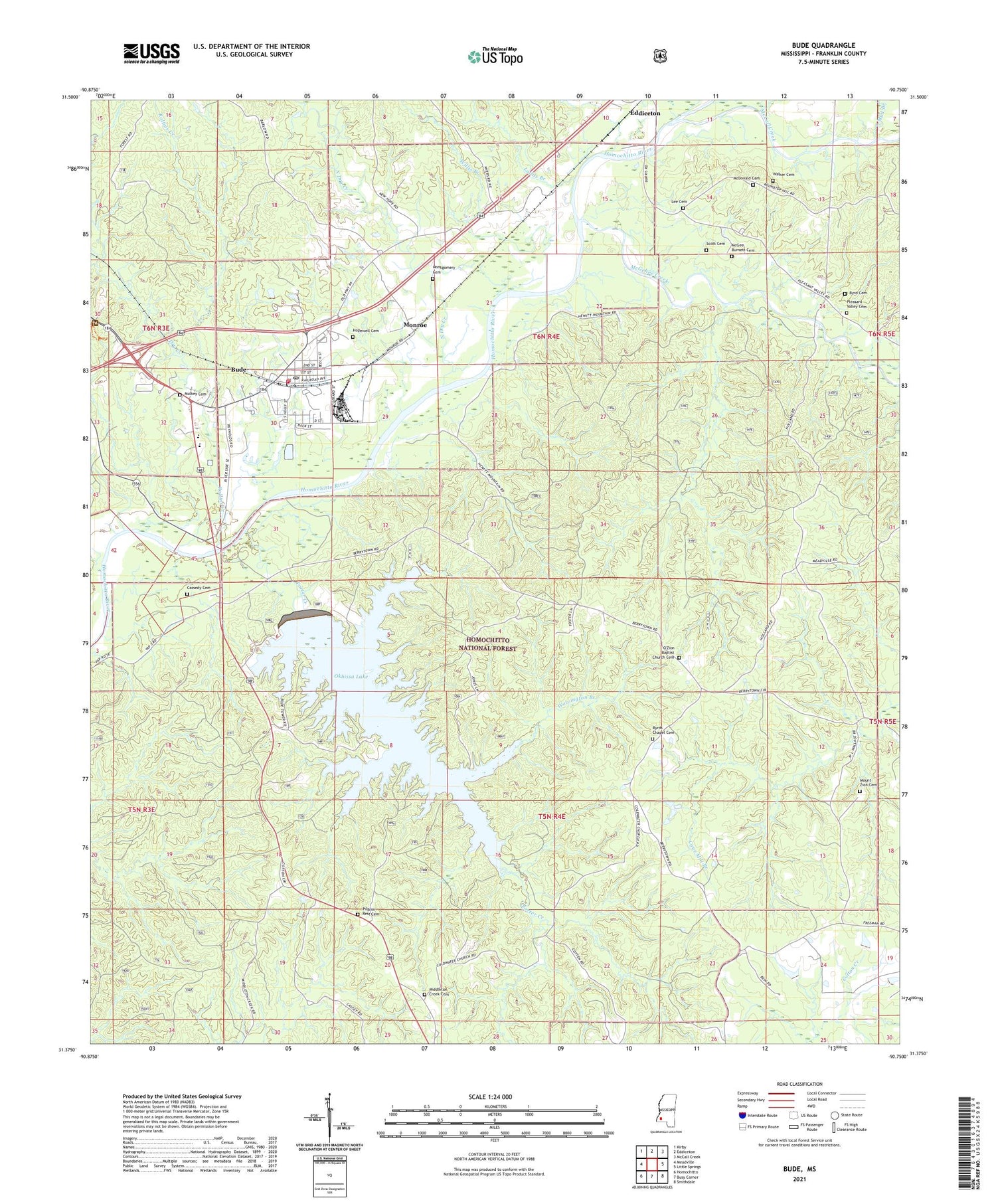 Bude Mississippi US Topo Map Image