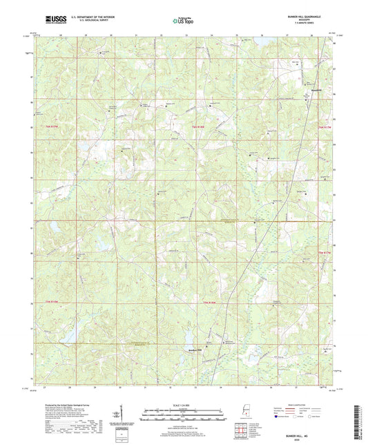 Bunker Hill Mississippi US Topo Map Image