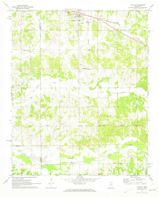 Classic USGS Byhalia Mississippi 7.5'x7.5' Topo Map Image