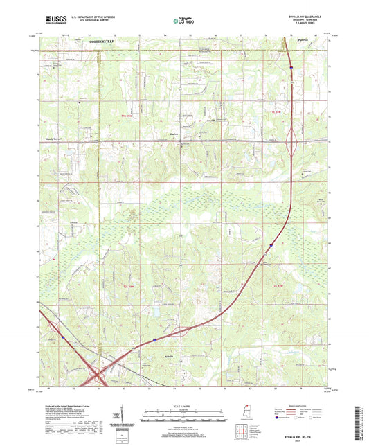 Byhalia NW Mississippi US Topo Map Image