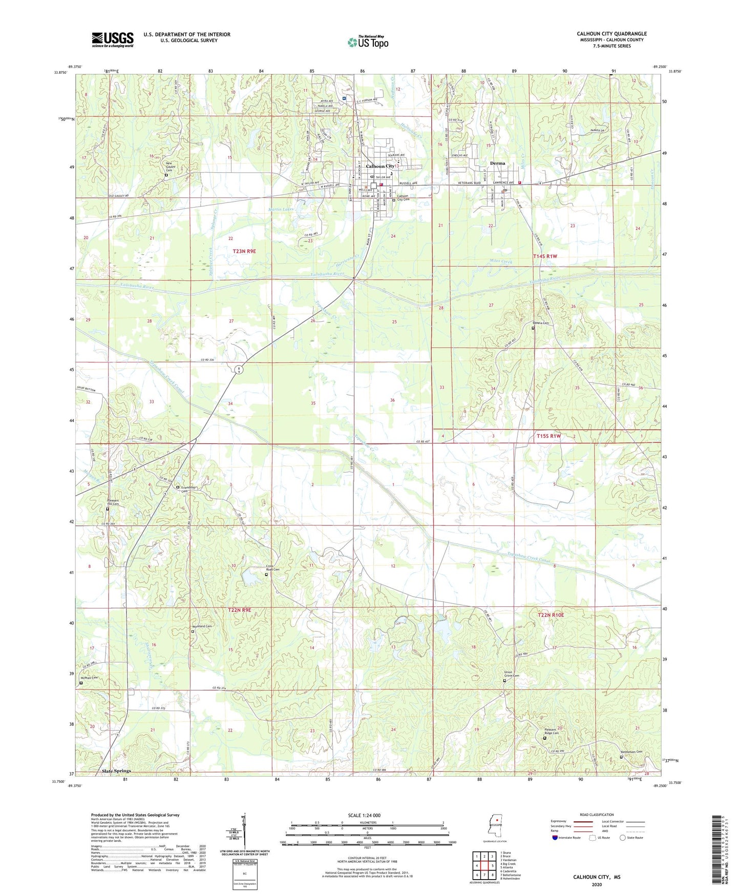 Calhoun City Mississippi US Topo Map Image