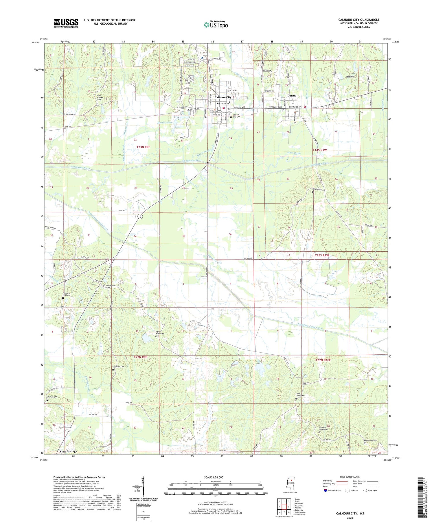 Calhoun City Mississippi US Topo Map Image