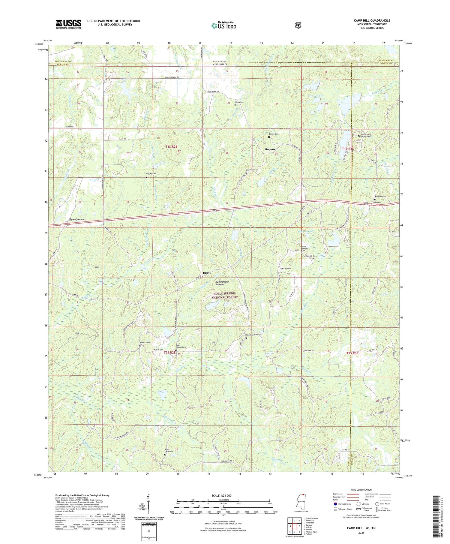 Camp Hill Mississippi US Topo Map Image