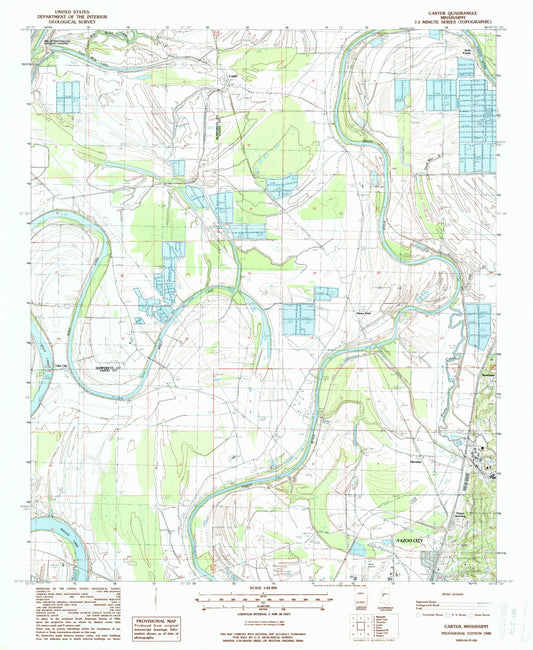 Classic USGS Carter Mississippi 7.5'x7.5' Topo Map Image