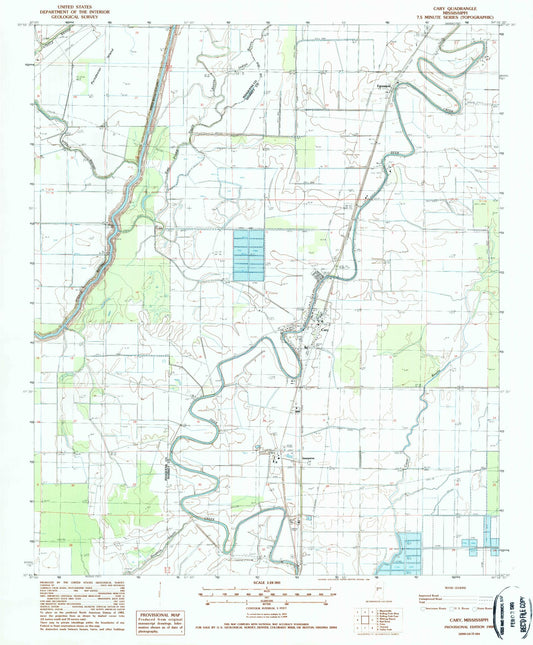Classic USGS Cary Mississippi 7.5'x7.5' Topo Map Image
