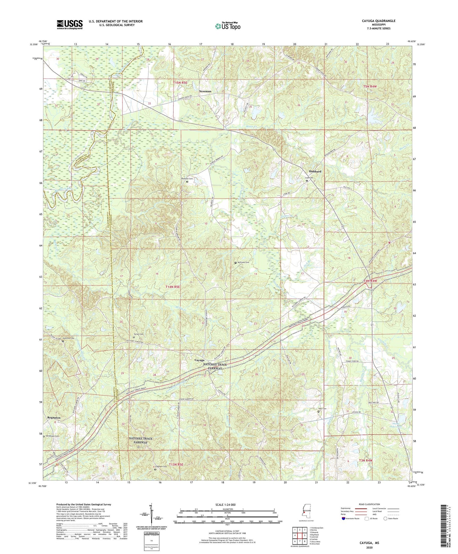 Cayuga Mississippi US Topo Map Image