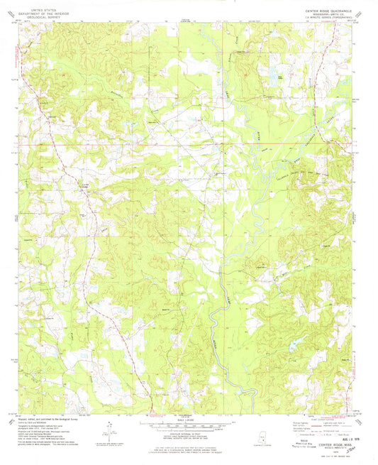 Classic USGS Center Ridge Mississippi 7.5'x7.5' Topo Map Image