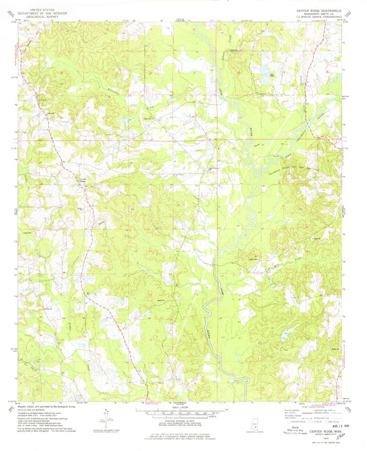 Classic USGS Center Ridge Mississippi 7.5'x7.5' Topo Map Image