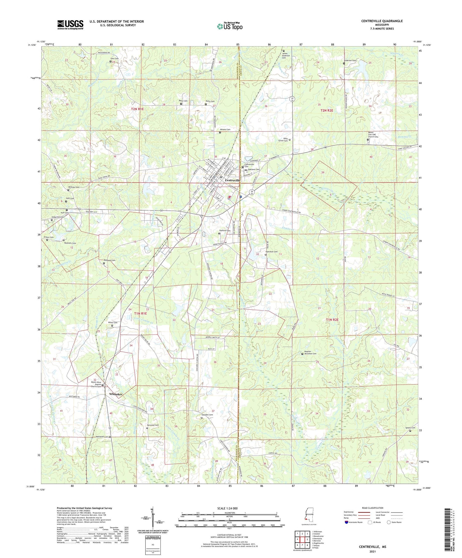 Centreville Mississippi US Topo Map Image