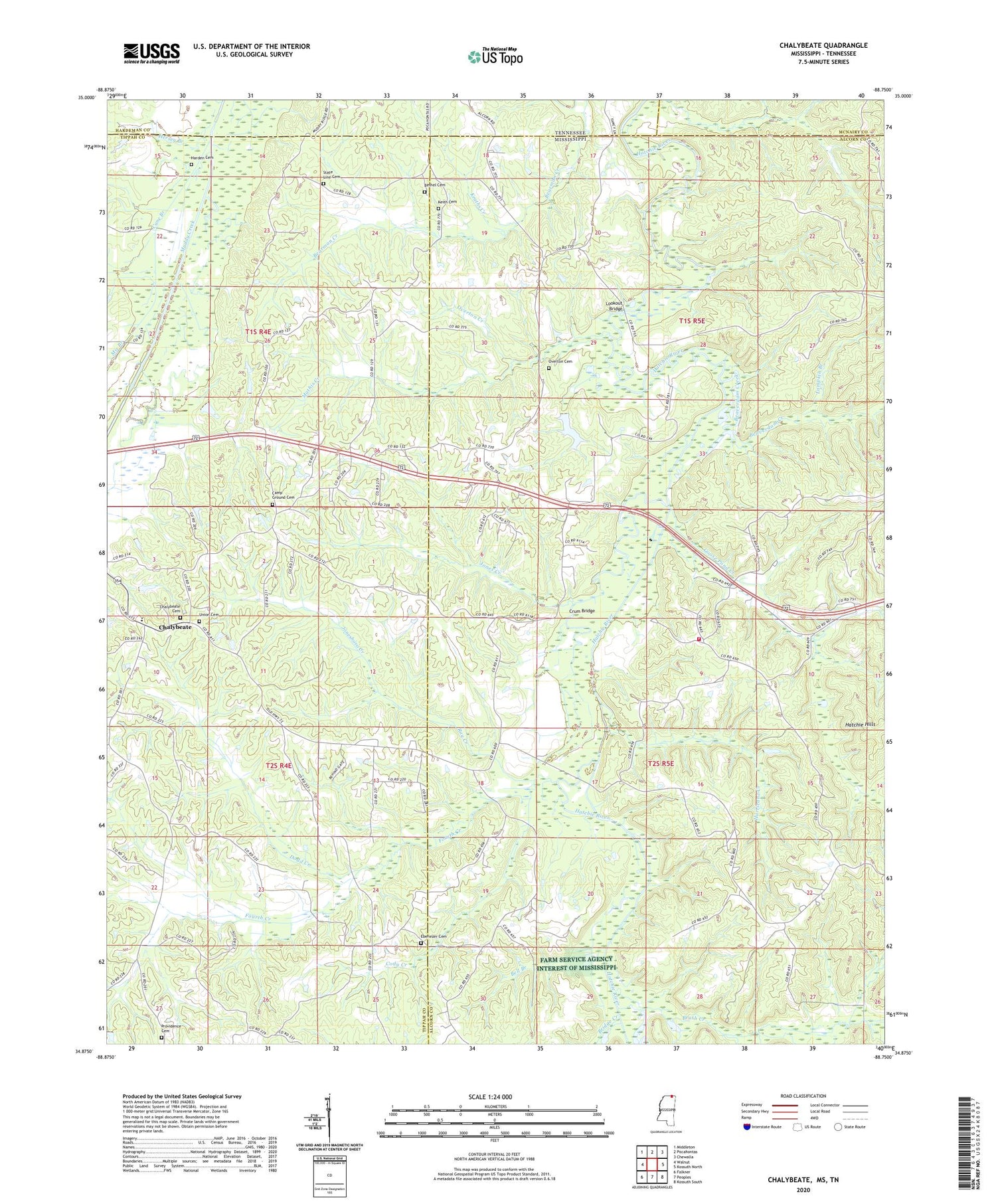 Chalybeate Mississippi US Topo Map Image