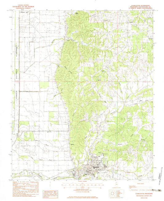 Classic USGS Charleston Mississippi 7.5'x7.5' Topo Map Image