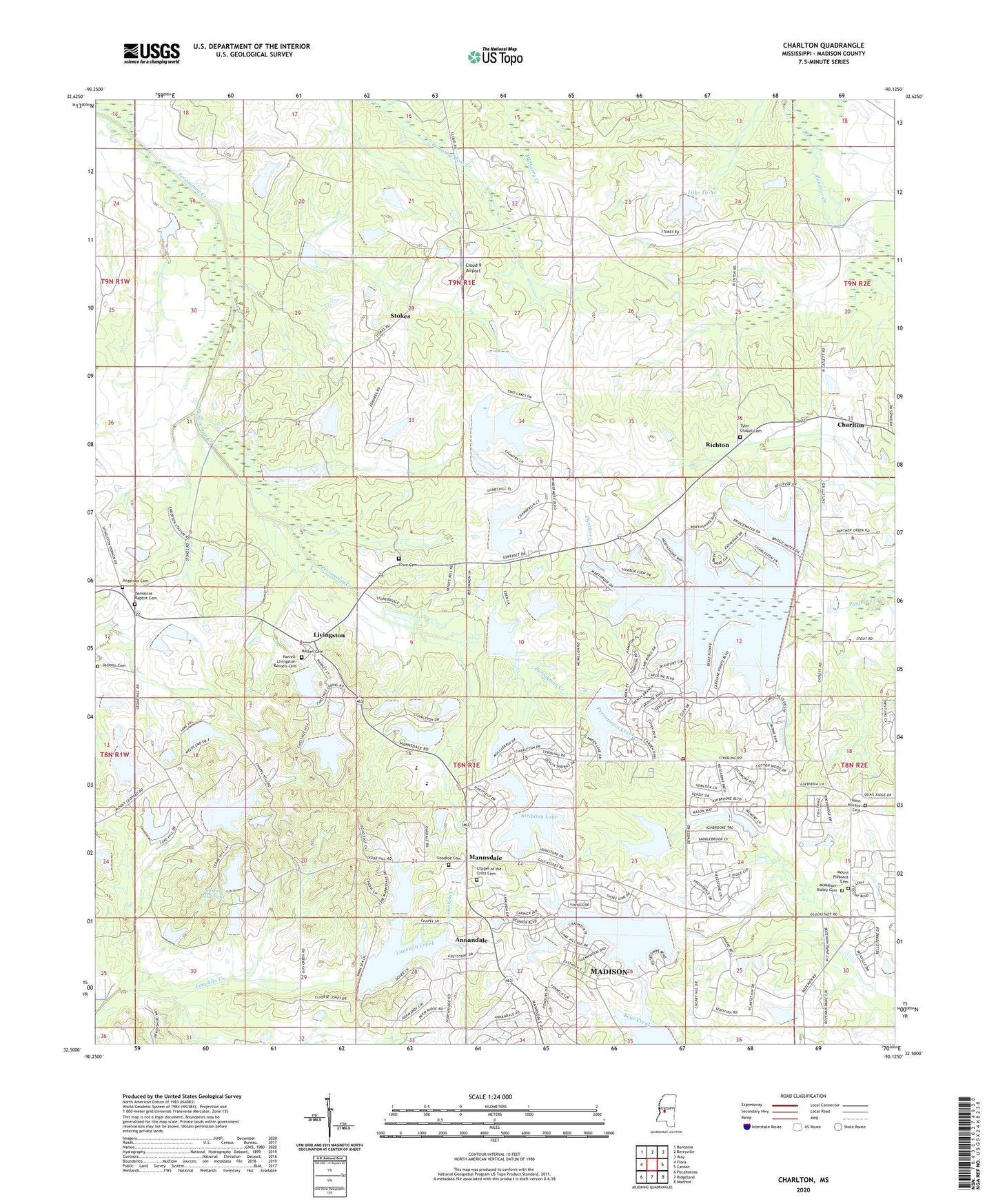 Charlton Mississippi US Topo Map Image