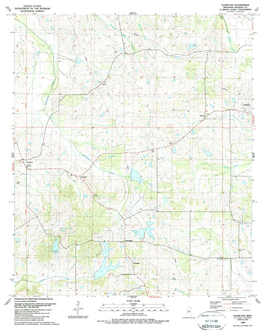 Classic USGS Charlton Mississippi 7.5'x7.5' Topo Map Image