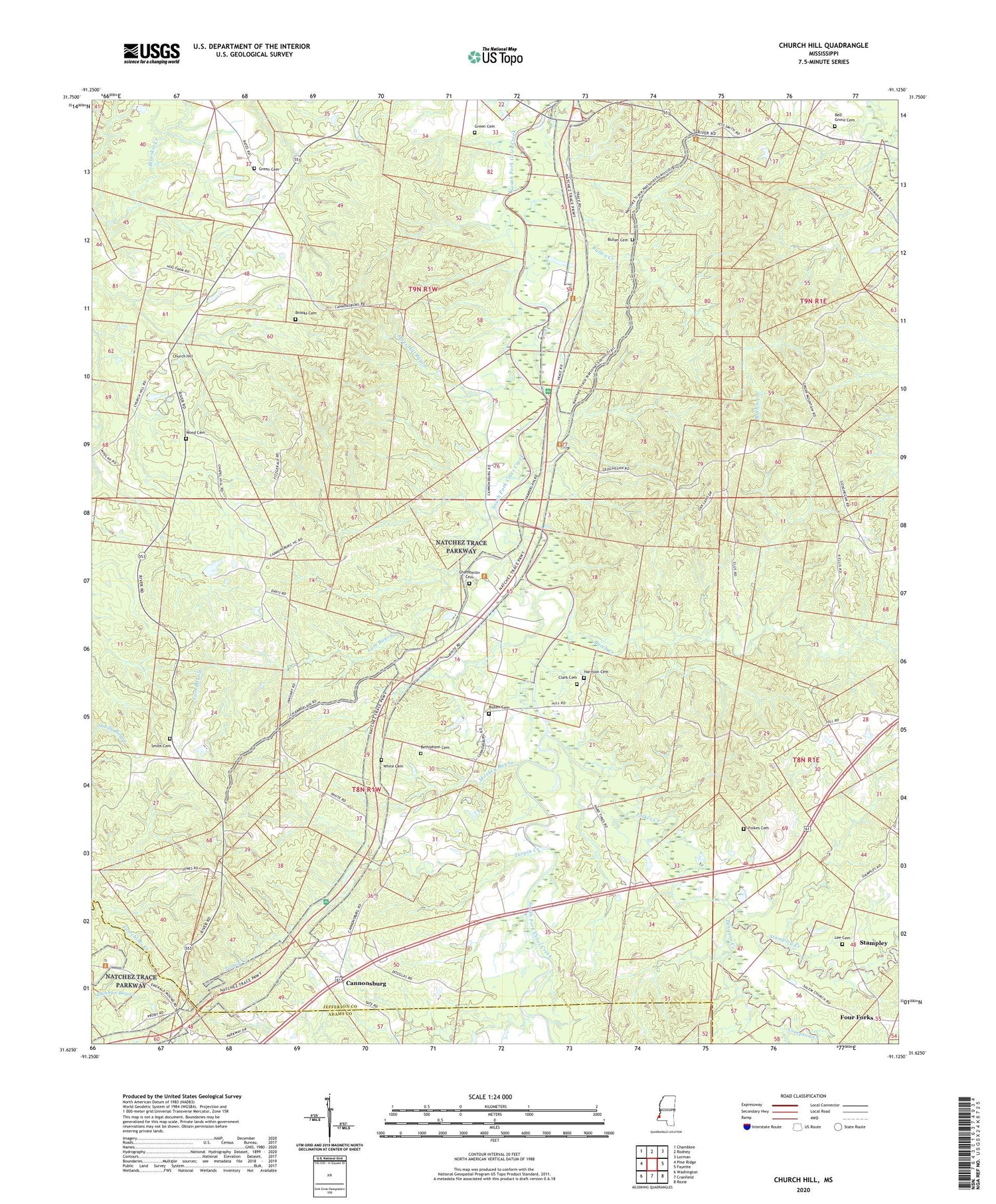 Church Hill Mississippi US Topo Map Image
