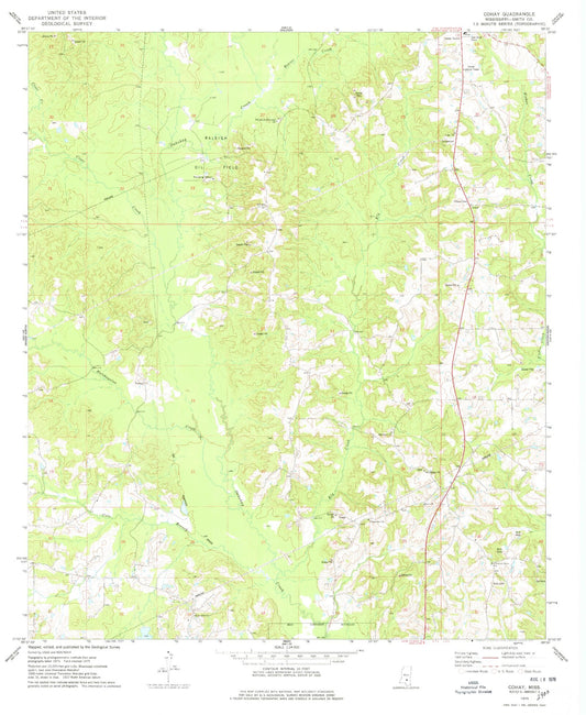 Classic USGS Cohay Mississippi 7.5'x7.5' Topo Map Image