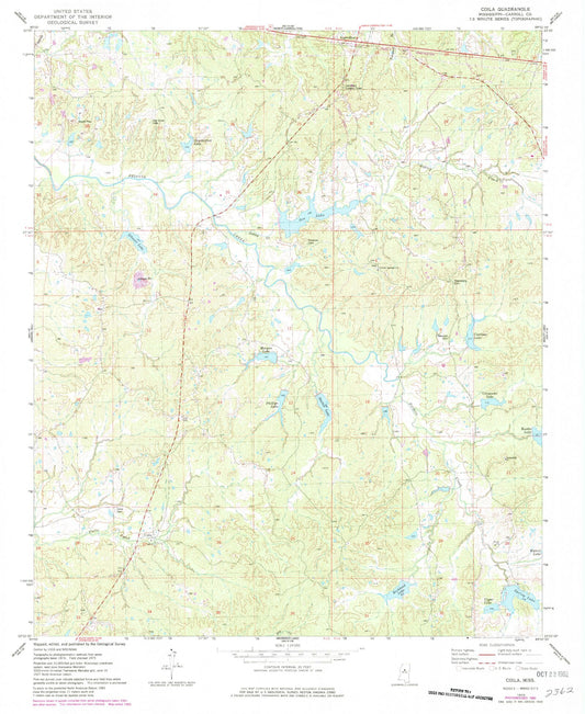 Classic USGS Coila Mississippi 7.5'x7.5' Topo Map Image