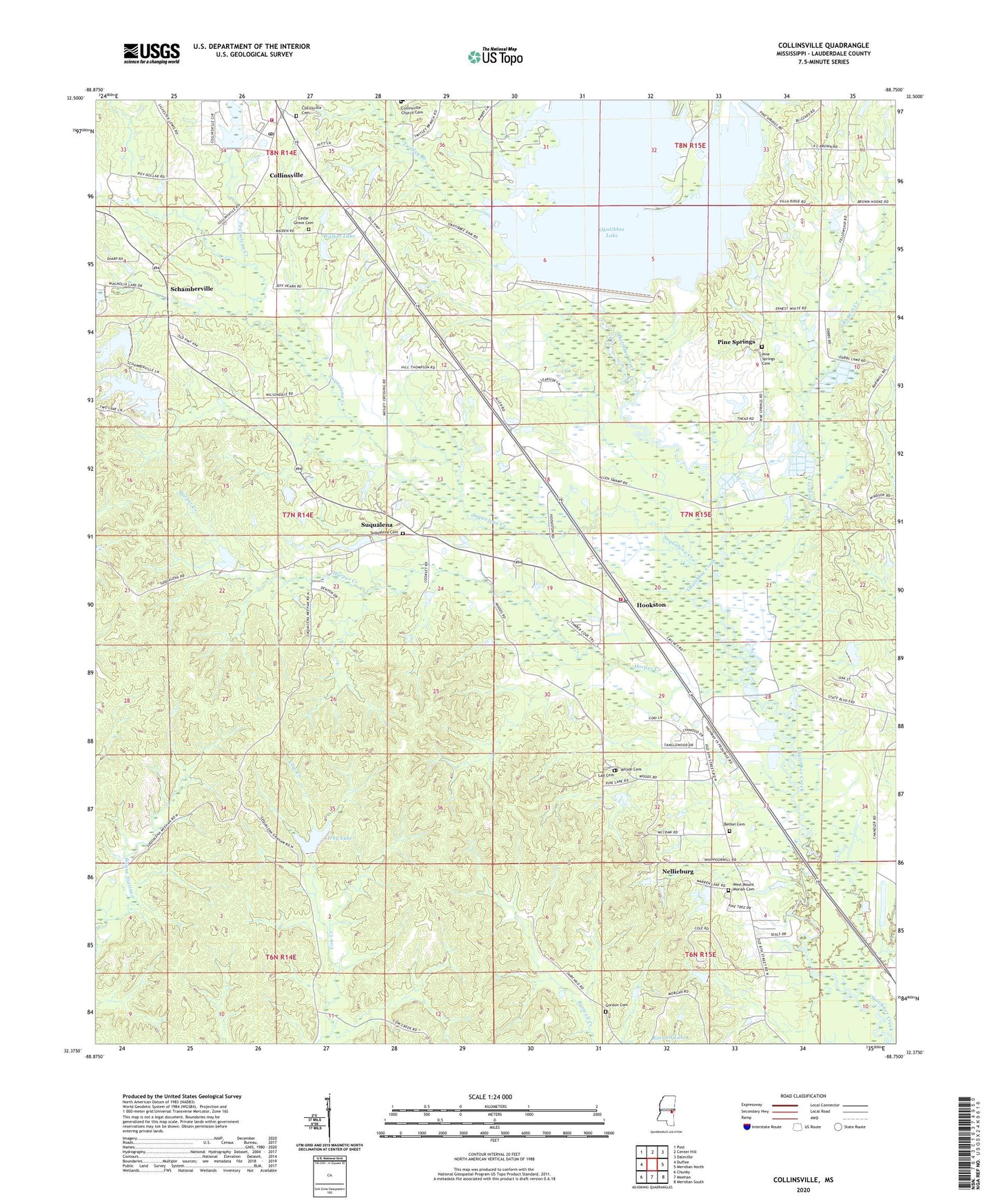 Collinsville Mississippi US Topo Map Image