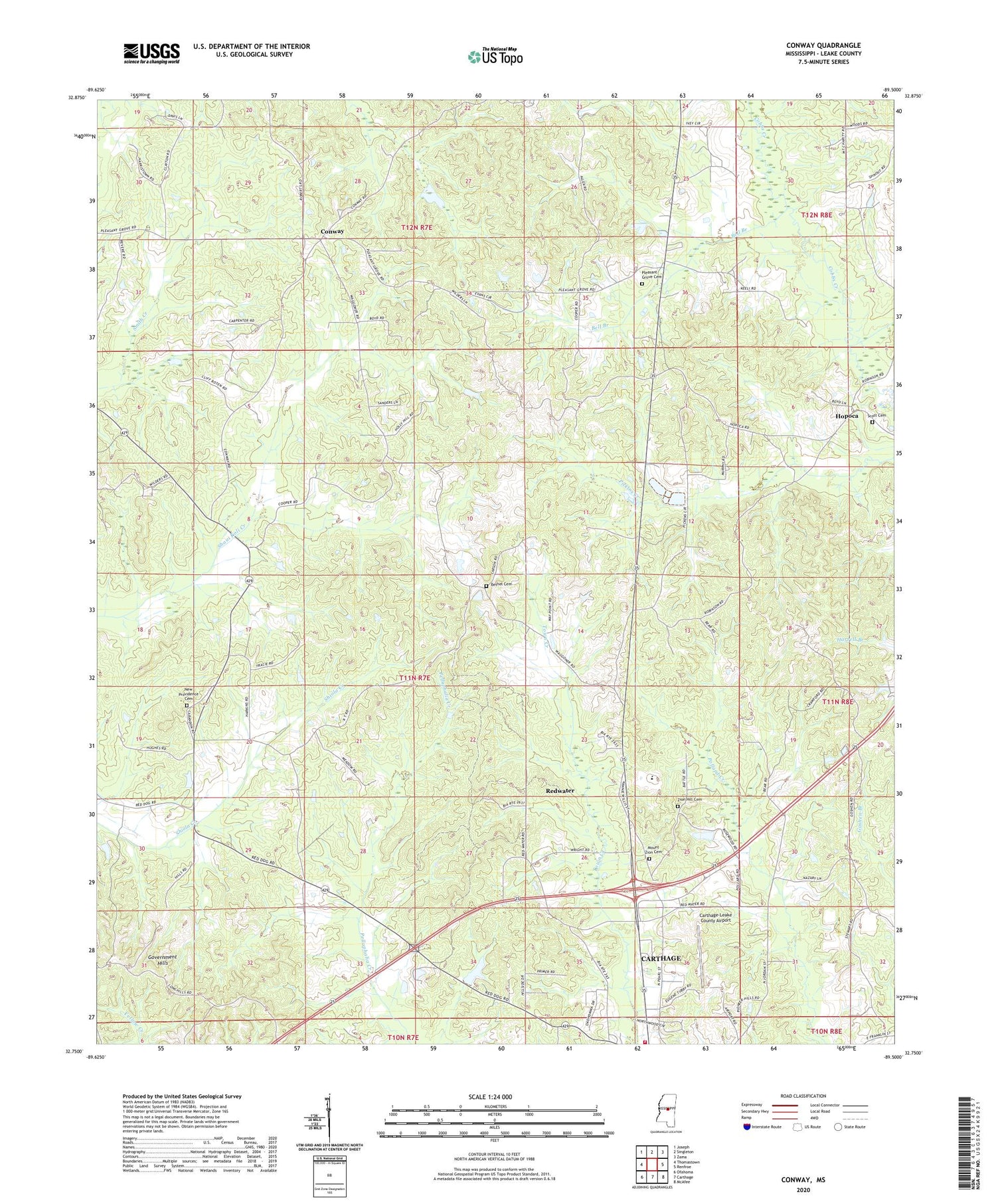 Conway Mississippi US Topo Map Image