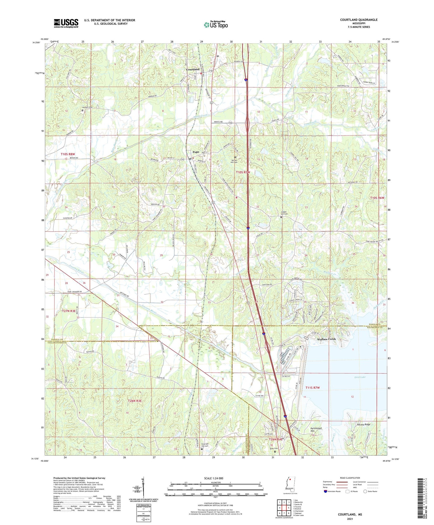 Courtland Mississippi US Topo Map Image