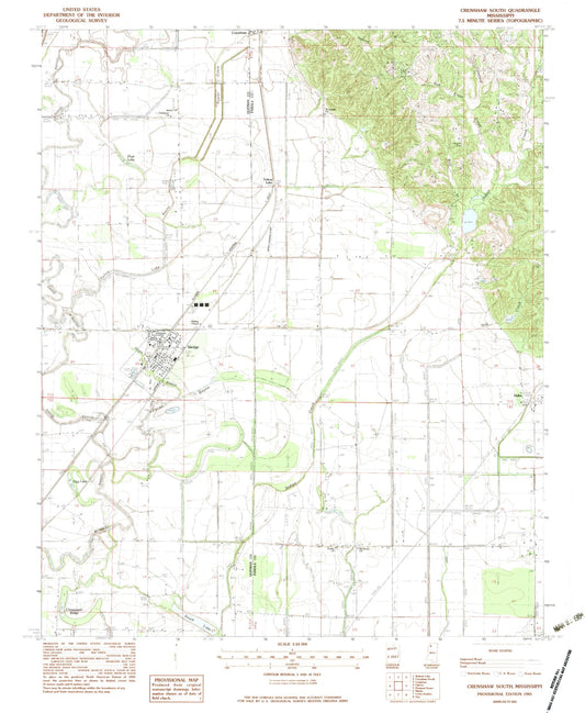 Classic USGS Crenshaw South Mississippi 7.5'x7.5' Topo Map Image