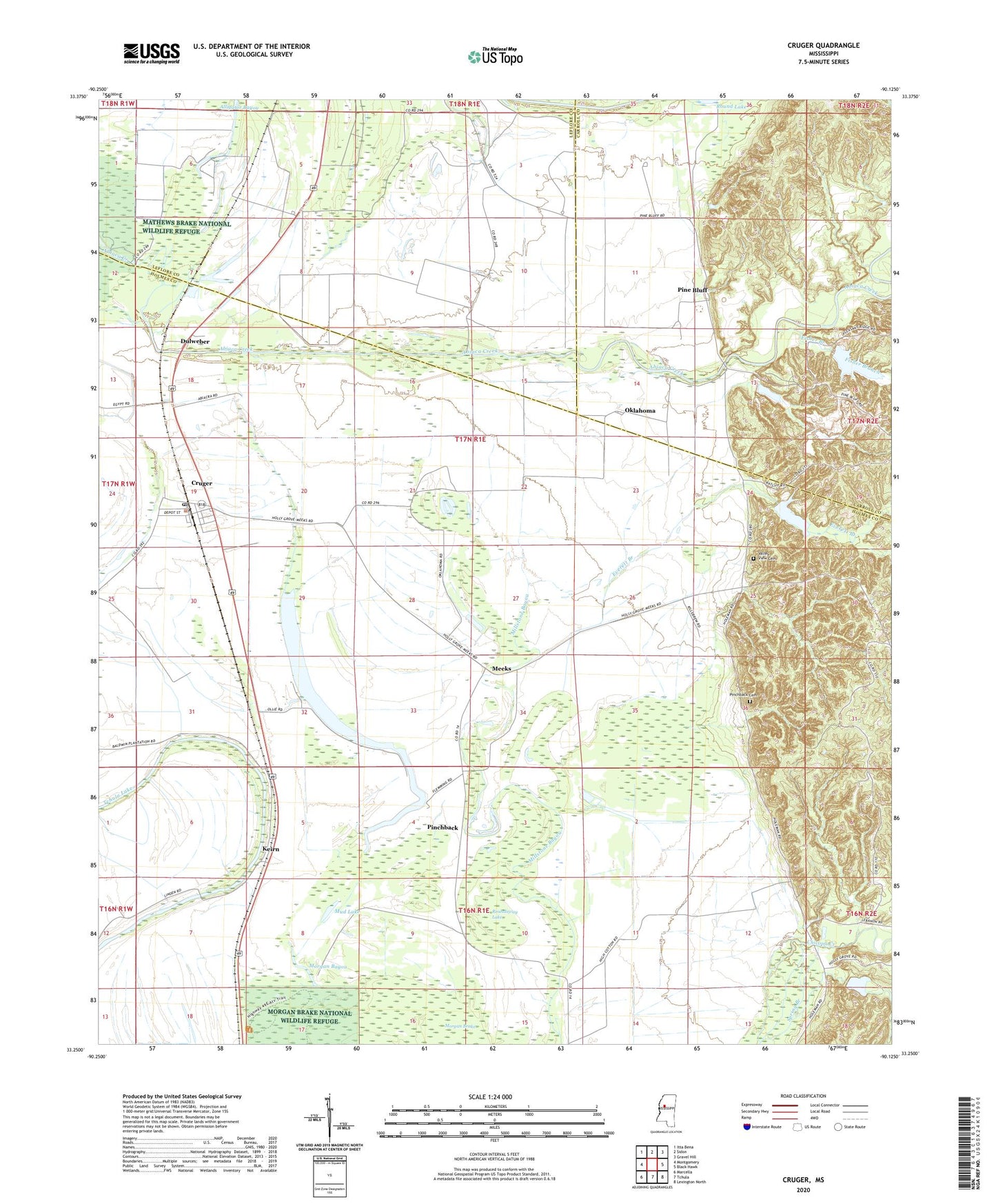 Cruger Mississippi US Topo Map Image