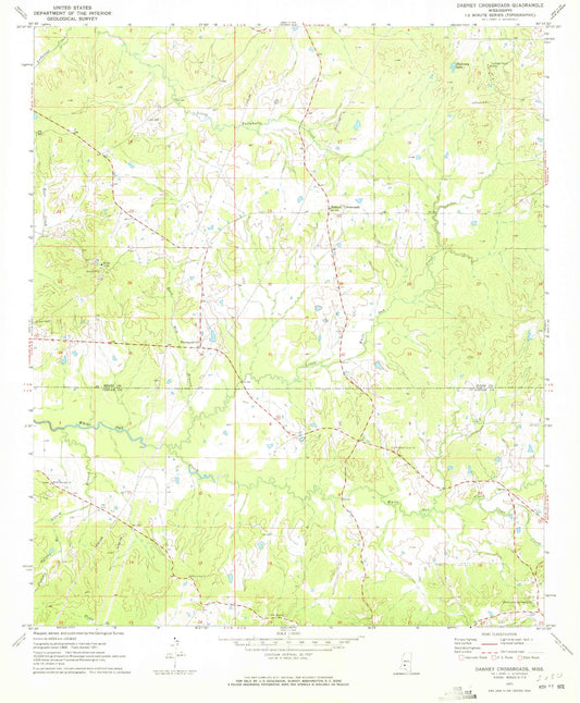 Classic USGS Dabney Crossroads Mississippi 7.5'x7.5' Topo Map Image