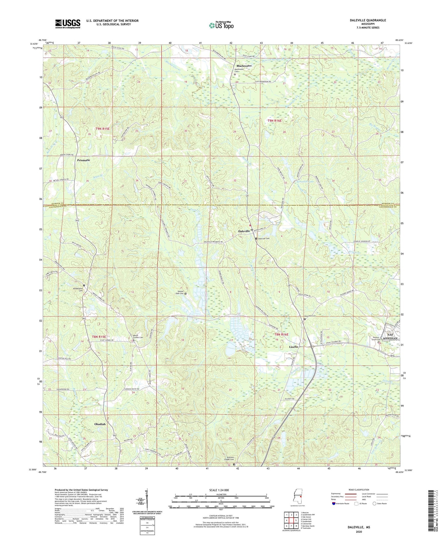 Daleville Mississippi US Topo Map Image