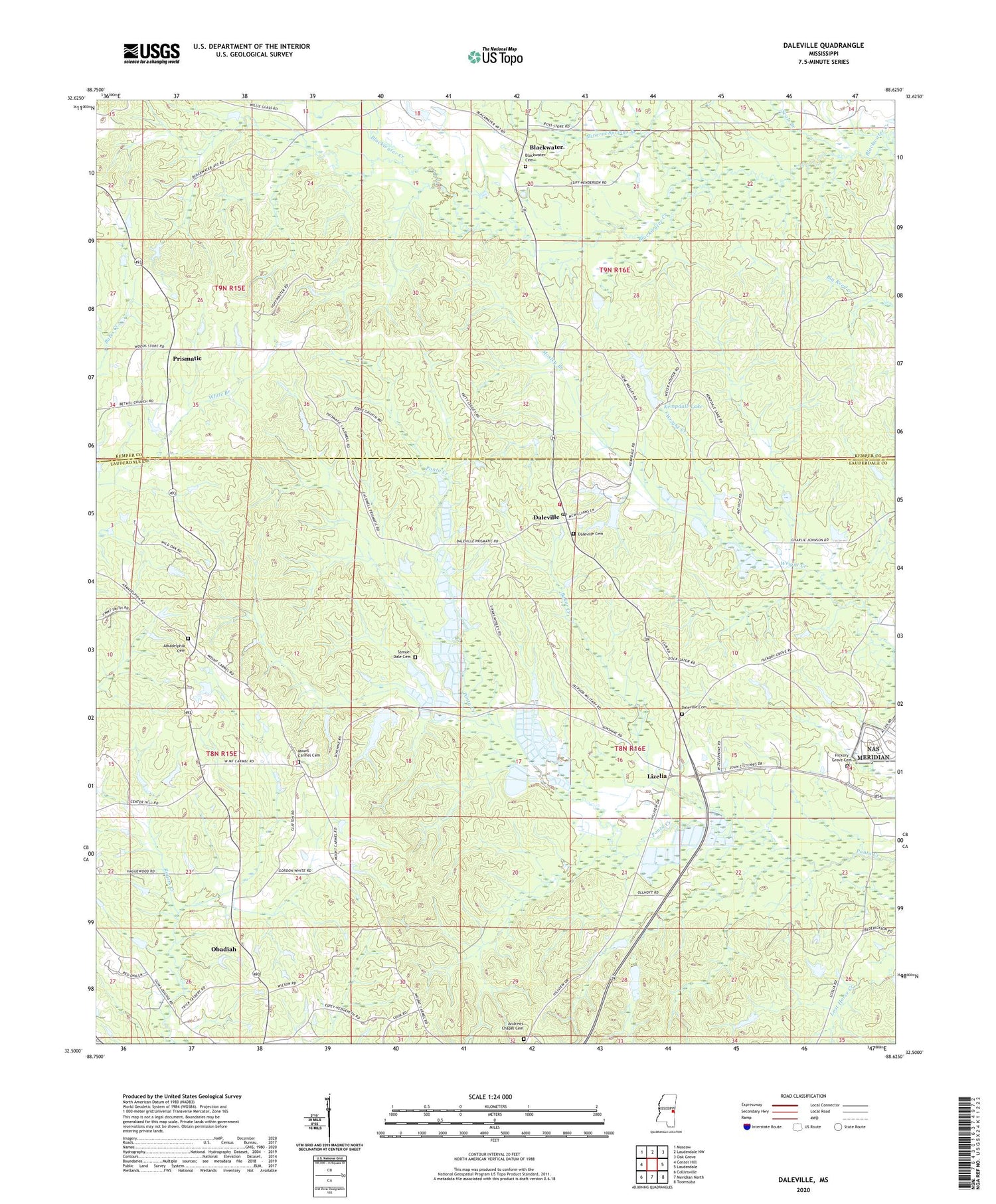 Daleville Mississippi US Topo Map Image