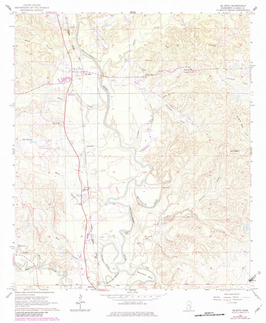 Classic USGS De Soto Mississippi 7.5'x7.5' Topo Map Image