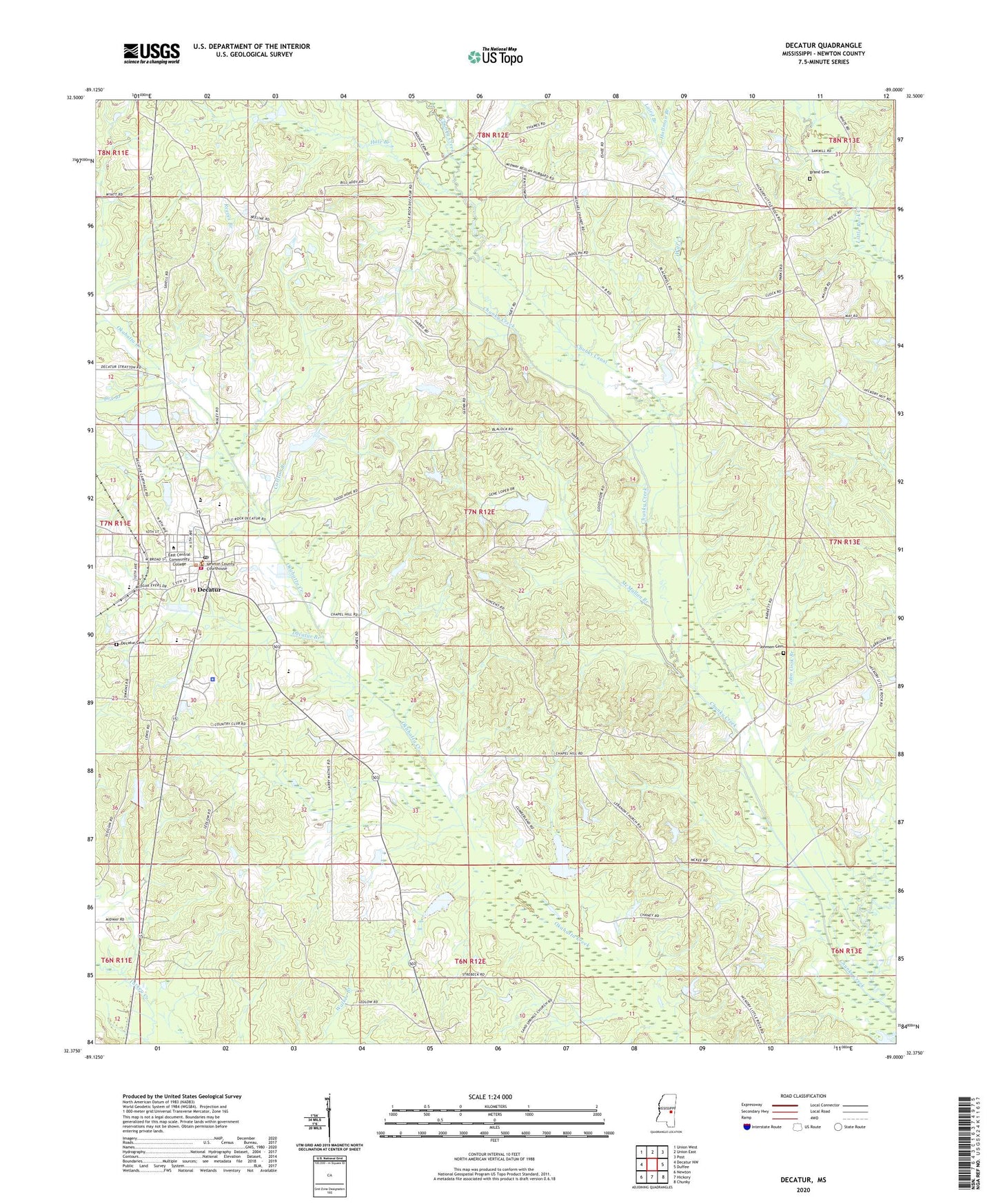 Decatur Mississippi US Topo Map Image