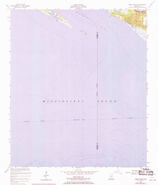 Classic USGS Deer Island Mississippi 7.5'x7.5' Topo Map Image