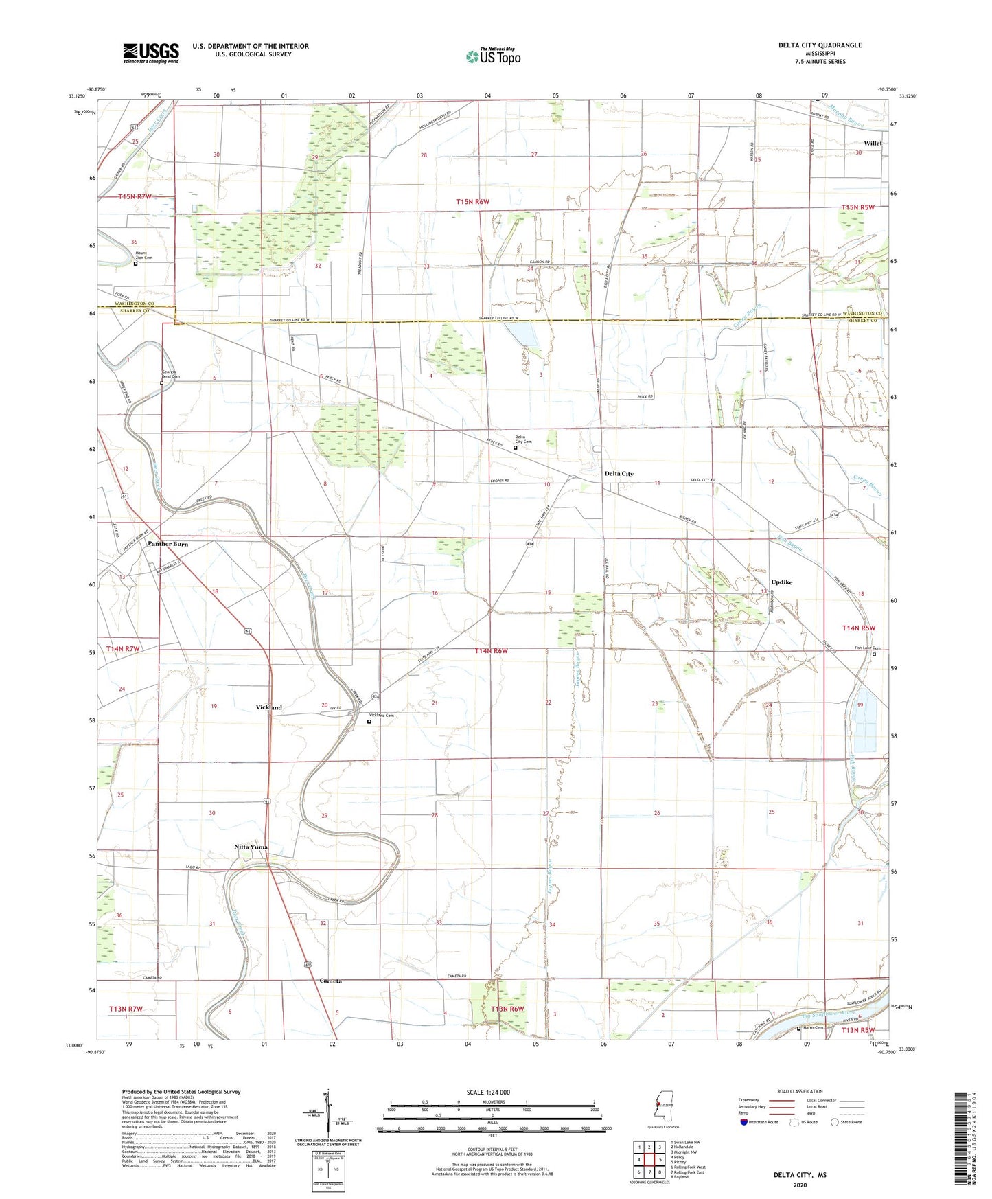 Delta City Mississippi US Topo Map Image