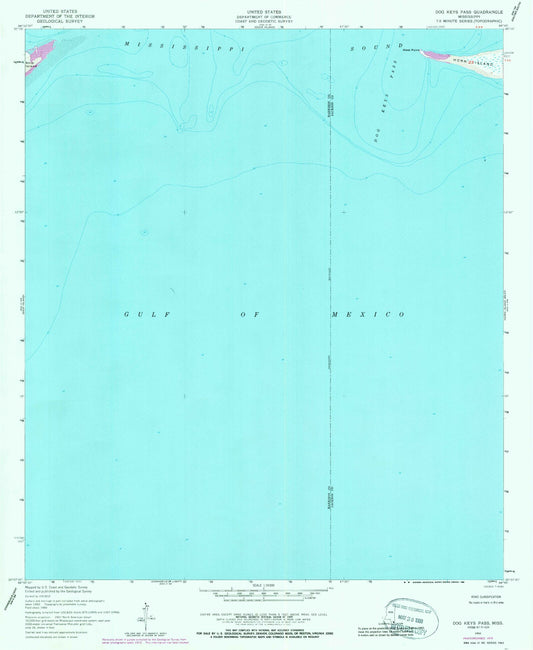 Classic USGS Dog Keys Pass Mississippi 7.5'x7.5' Topo Map Image