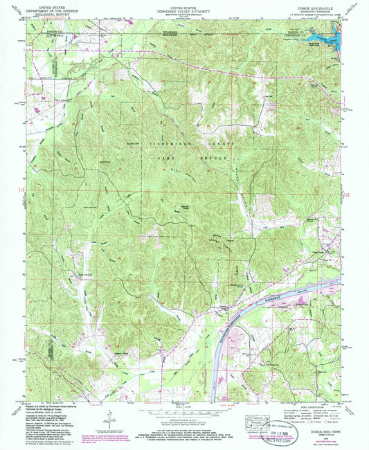 Classic USGS Doskie Mississippi 7.5'x7.5' Topo Map Image