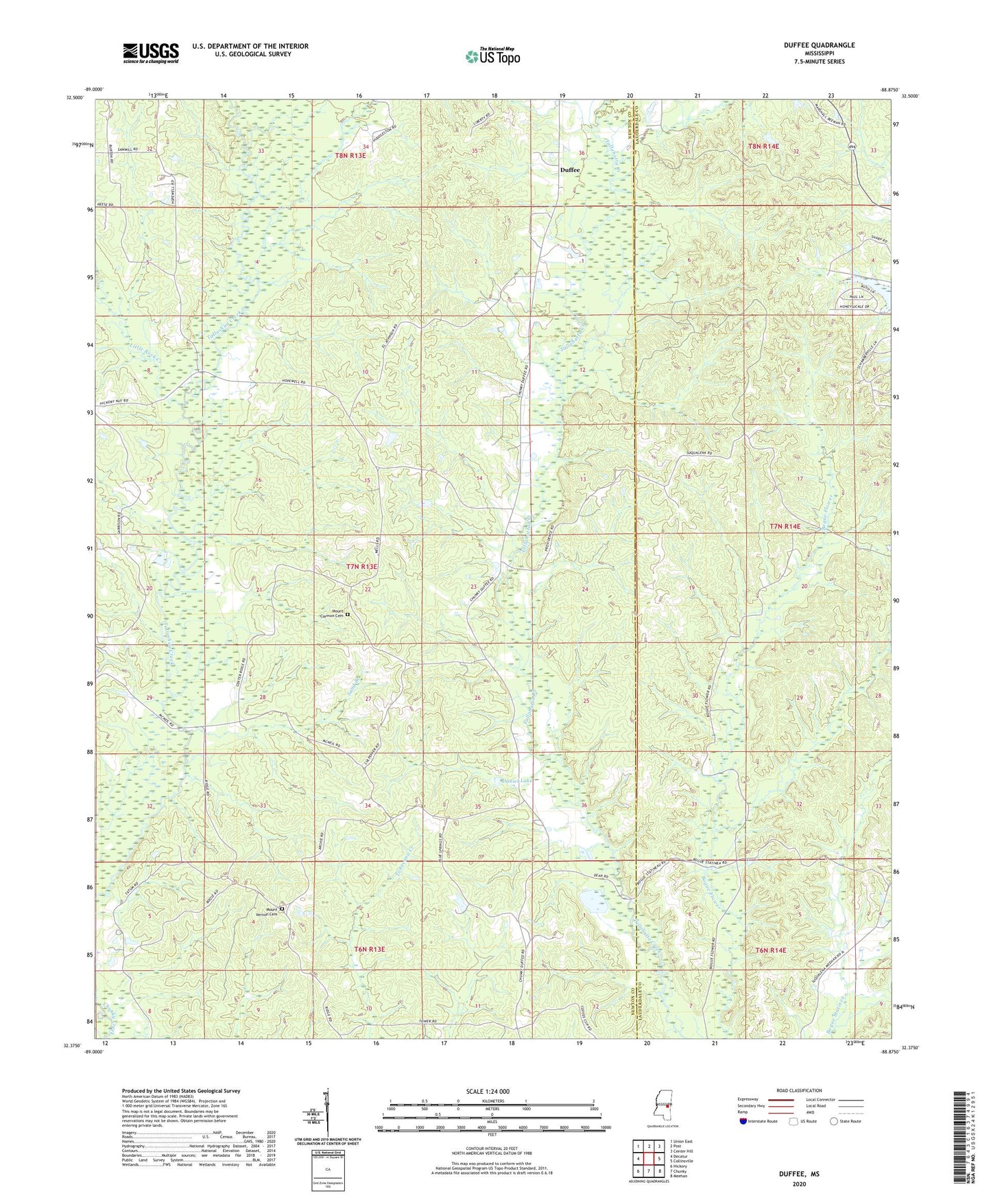 Duffee Mississippi US Topo Map Image
