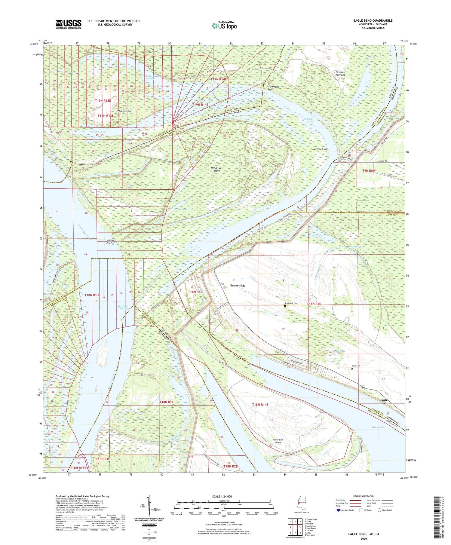 Eagle Bend Mississippi US Topo Map Image
